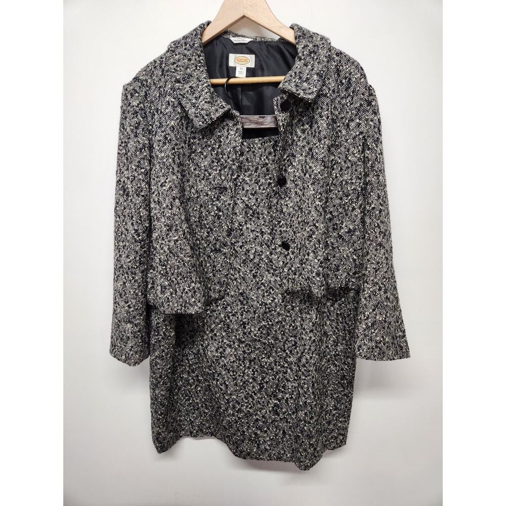 Vintage Talbots Women's Wool Blend Tweed Skirt/Jacket Set, Size 20, Black/White